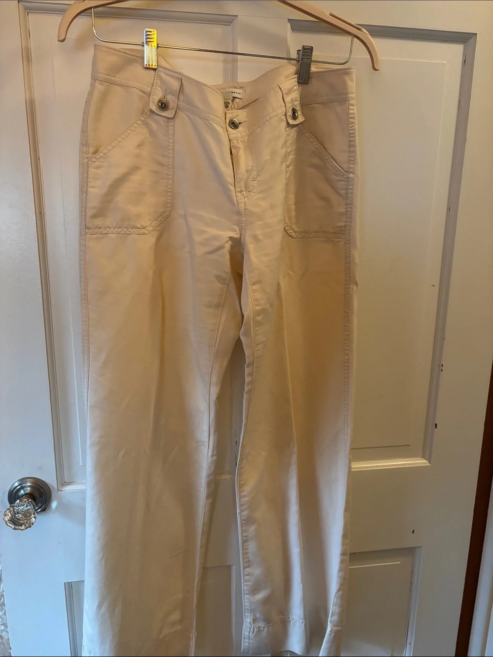 Banana Republic Cream Straight-Leg linen cotton pant size 8
